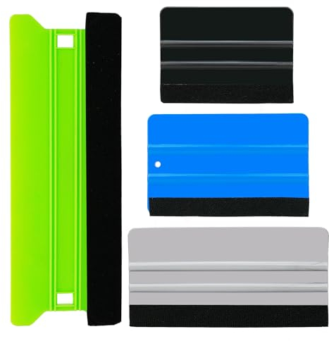Umaki 8IN/6IN/5IN/4IN Plastic Squeegee, 4Piece Felt Edge Squeegee Vinyl Applicator, Dust Cleaning Tool, Wallpaper Tools, Scratchless Application for Car Wraps, Craft Vinyl, Paint Protective Film