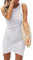 Cuptacc Enges Kleid Bodycon Bleistiftkleid Rundhals Weißes Kleid Freizeitkleid Club Dress, Mittel M 38-40