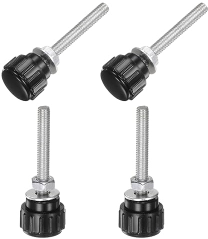 QUARKZMAN 4 Juego de Tornillos de Pulgar con Cabeza de Plástico de 14mm Tornillos de Pulgar con Rosca Macho M4 X 30mm y Tuercas Arandelas Perilla de Sujeción Negro