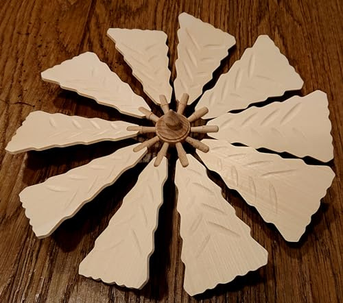 Kunststube Marienberg - Flügelrad für Pyramide, 30cm Durchmesser, Flügel aus Lindenholz - Pyramidenflügel massiv geschnitzt - Handarbeit aus dem Erzgebirge