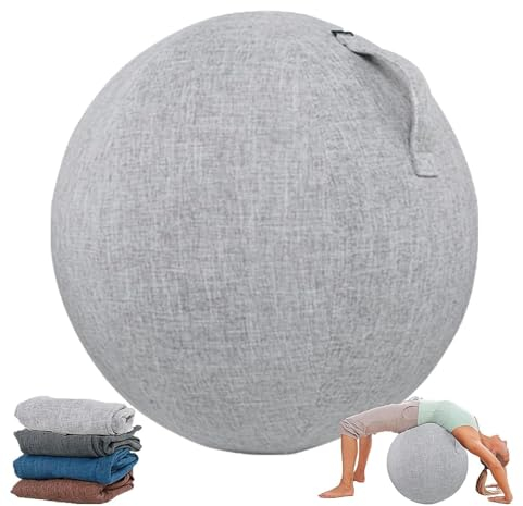 Homnova Sitzball Abdeckung, 55 cm / 65 cm / 75 cm Baumwolle + Leinen Schutz Yoga Ball Abdeckung Faltbar Sitzbälle Stoff Bezug Für Fitnessball Pilates Yogaball,Grau,75cm