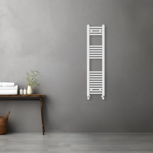 Warmehaus Toallero de baño recto contemporáneo con calefacción, radiador, 1200 x 300 mm, color blanco