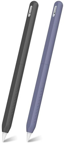 NIUTRENDZ 2 Pack Silikon Hülle für Apple Pencil 2nd Generation Case Cover Ultra Dünn Schutzhülle Zubehör (Schwarz + Mitternachtsblau)