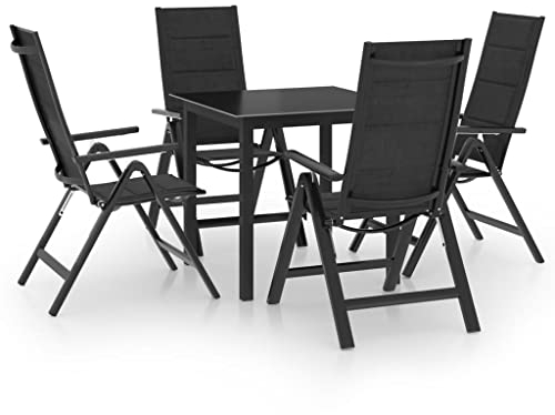 KTHLBRH Outdoor Lounge Garten möbel draußen Balkon Tisch und stühle 5-TLG. Garten-Essgruppe Aluminium Anthrazit