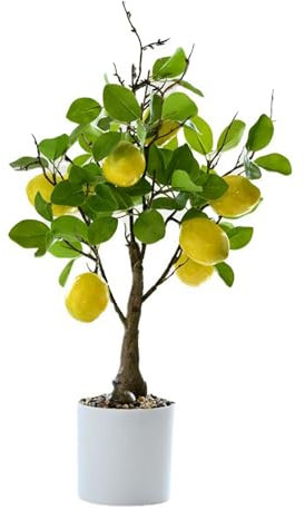 Citronnier Artificiel en Pot - 40 Cm - Fruit de Verdure - Bonsaï - Citronnier pour Décoration de Citron - Plantes de Citronnier Artificielles pour Cuisine, Maison, Bureau, Fête, Décoration(Citron)