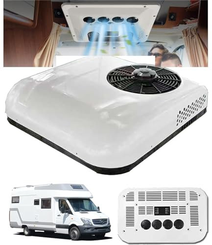 SXHEYUY Aire acondicionado frío para camión de verano, Aire Acondicionado con refrigeración 12V 24V camión Autocaravana, Caravana, Aire Acondicionado De Estacionamiento Eléctrico,Blanco,24v