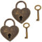 YOCDNOV 2pcs Retro-Liebesschloss - Vintage Deko Vorhängeschloss mit Schlüssel in Herzform,für Tagebuch Schmuck Aufbewahrungsbox(Bronze)