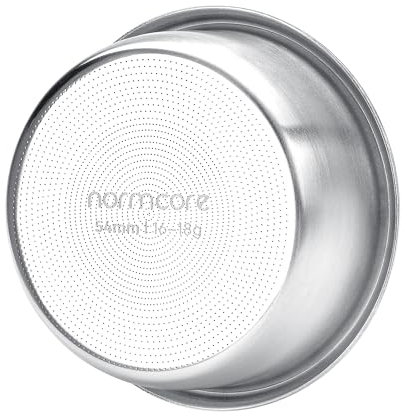 Normcore Panier filtrant haute extraction de 54 mm, panier de précision double shot de 18 g pour porte-filtre Breville Sauge, 0,8 mm d'épaisseur, motif de trou 2569, livré avec un écran rondelle de