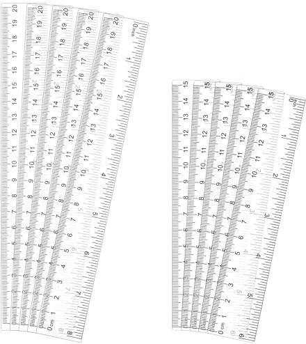 Piriuuo 10 Stück Kunststoff Lineal, Transparente Lineale 15cm, 20cm Gerades Lineal Bruchsicheres Durchsichtiges Kunststofflineal Metrische Lineale für Schule, Büro, Zuhause Messwerkzeug