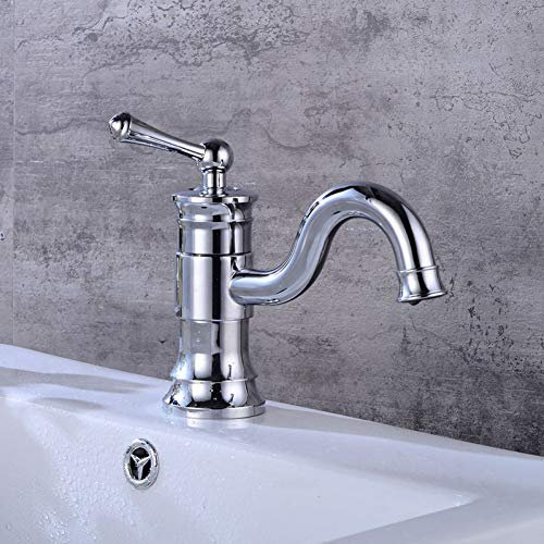 SFEWF Badezimmer-Waschtischarmaturen, drehbarer Auslauf, Badezimmer, vergoldetes Finish, Waschbeckenarmatur, Einhebelmischer, Gold,