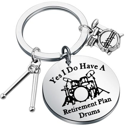 BNQL Schlagzeug-Schlüsselanhänger, Schlagzeug-Geschenk, Schlagzeug-Geschenk, mit Aufschrift Yes I Do Have a Retirement, Pflanzentrommeln, Musiker-Schlüsselanhänger, Basketball-Schlüsselanhänger, L