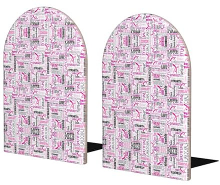 1 paire de serre-livres en bois rouge de gymnastique, serre-livres pour étagères, serre-livres robustes pour bureau, maison