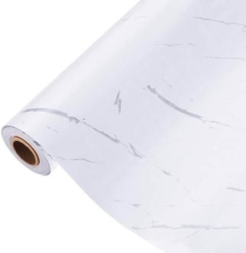 sourcing map Marble Contact Paper 31.5 x 394 Self-Adhesive Marble Peel and Stick Countertop Wallpaper Waterproof for Wall Kitchen Countertop Cabinet Bathroom, Light Grey Line