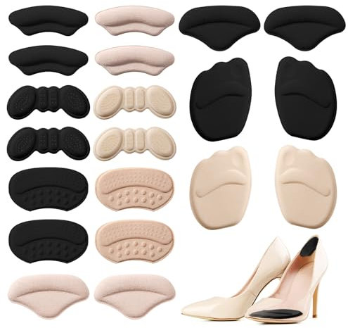 Halinuia 20 Pcs Coussinet Talon Chaussure 10 Styles Antidérapants Coussinet Chaussure Trop Grande Auto Adhésif Semelle Talon Coussinets Plantaires et pour Talons pour Protecteur de Soins des Pieds