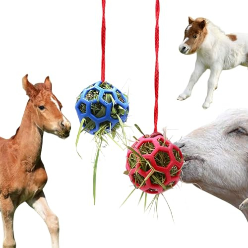 Foycow Heuball für Pferde zum Spielen, lindert Stress mit diesem Heuball, helle Farbe, Heu-Futterball für Pferde, Ziegen, um Langeweile zu verhindern