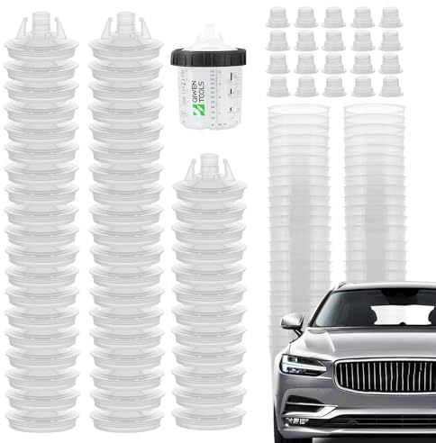 Vaporisateur de voiture, rinçeuse pour nettoyage de brosse, kit de peinture automobile réutilisable | Système avec 50 tasses et couvercles, pistolets pulvérisateurs et