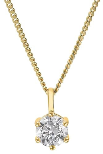 GLIZZ Lab Grown Diamant-Anhänger 1,0 ct. Gold 333/8K mit Halskette zauberhafter Halsschmuck für Damen, liebevolle Geschenkidee, GL8652-45 45 cm