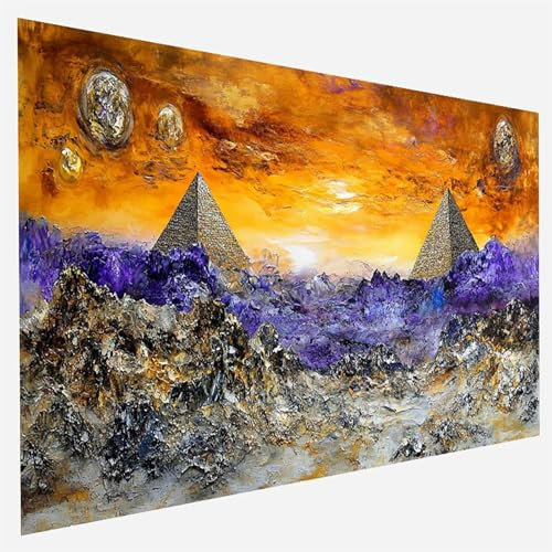 Peinture par numéros pour enfants adultes débutants-Peinture à l'huile à la main-Peinture Numero-Pyramide Paint by Numbers-Tableau a Peindre avec Numero Adulte Décoration maison-30x60cm-Paysage 1-L-O