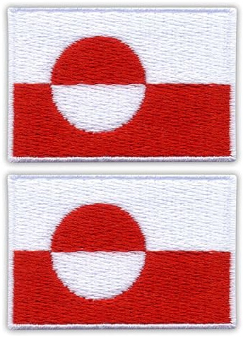 2er-Set – Patchion Flagge Grönlands – schwarzer Klettverschluss kompatibel mit Klettverschluss – bestickter Aufnäher/Abzeichen/Emblem