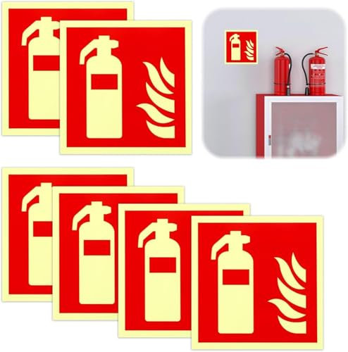 Estintore Cartello di Sicurezza 6Pcs Estintore PVC Adesivo 15 x 15 cm Resistente Cartello Estintore Segno Estintore Impermeabile Segno Dell'estintore Dell'estintore per Esterno e Interno