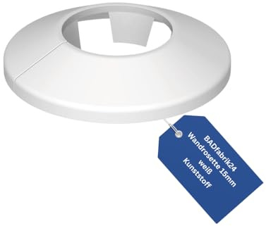 BADfabrik24 Wandrosette – 15mm Kunststoff, Weiß,Abdeckung für Rohrdurchführungen,Rohrabdeckung, Abdeckrosette 15mm, Rosette für Rohre, Rosette Kunststoff weiß, Sanitär Rosette (1)