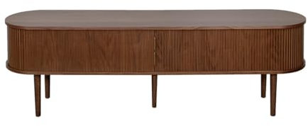 Miliboo Meuble TV Vintage Bois foncé Noyer avec rangements 2 Portes coulissantes L180 cm Epic