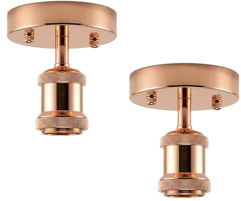 DC VOLTAGE Einzelkopf Voll Erde Deckenleuchte Retro Unterputz E27 Lampenfassung Wandleuchte Kronleuchter Pendelleuchte (Roségold, 2er-Pack)