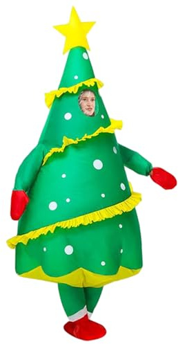 Christmas Tree Costume Funny Inflatable Costume Adult Blow up Outfit for Women Men Holiday Party Cosplay Inflatable Adult Christmas Costumes