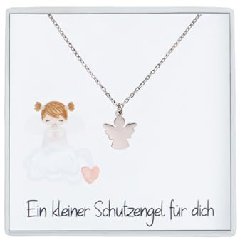 Wunderlinchen Halskette mit Schutzengel Anhänger Geschenk zur Taufe Kommunion Mädchen Junge Geburt Taufgeschenk