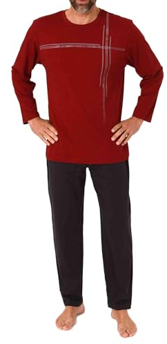 Normann Herren Langarm Schlafanzug Pyjama mit Frontprint in zeitlos eleganter Optik