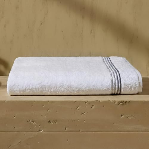 VOUCLER – Misty - Toalla de Baño Grande 100x160 cm Blanco | 100% Algodón Turco 650 gsm | Toalla Premium con Hilo Softlex 12/1 | Obsequio Toalla Pequeña 30x50cm | Super Absorbentes Oeko-Tex