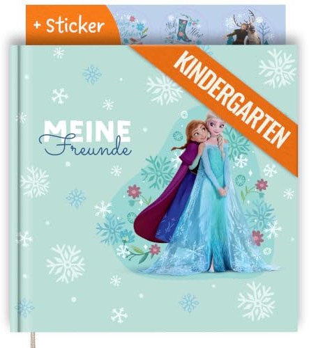 PRINTHOUSE ELSA & Anna Freundebuch Kindergarten Mädchen Inkl. Sticker - Offiziell Lizensiertes Disney Produkt - Freundschaftsbuch Kindergarten Freundebuch Mädchen Meine Kindergartenfreunde Buch 20x20