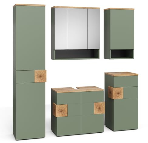Vicco Badmöbel-Set Eden, Grün, 73 cm
