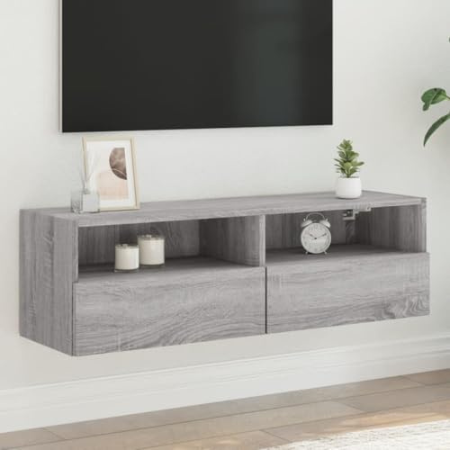 XHNIFBN Armario para TV Sonoma, 100 x 30 x 30 cm, material de madera, montaje en pared, armario de TV con 2 estantes, 2 compartimentos, ahorra espacio, moderno, para salón, dormitorio, pasillo