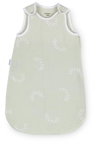 Ehrenkind® Baby Sommerschlafsack Rund Musselin 0.5 TOG | aus weicher OEKO-TEX zertifizierter Bio-Baumwolle | Sommer Baby Schlafsack Baby 0.5 TOG Gr. 74/80 Salbei Gemustert