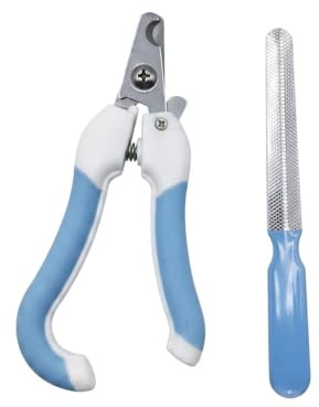Yunmeryker Nail Clippers with a Built-in Nail File, Stainless and Dog Nail Clippers for Small Animals, Non Slip Puppy Nail Clippers, 14cm Length, Blue