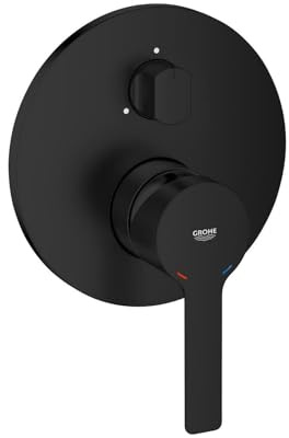 GROHE Lineare, Badewannenarmatur für 3 Verbraucher (Wasserhahn für die Badewanne, automatische Umstellung: Wanne/Brause, Einhebel-Mischbatterie mit langlebiger Oberfläche), schwarz, 240952431