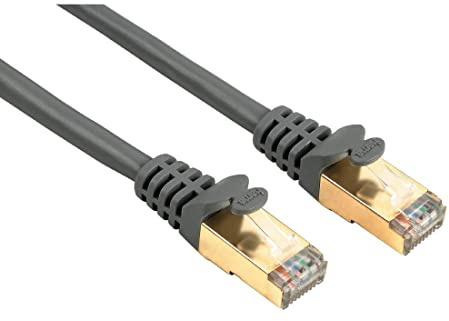 Hama Ethernet Cat 5e Netzwerkkabel STP (7,5 m Patchkabel, 1000Mbit/s, vergoldet, geschirmt, für z. B. Apple TV 4, Smart-TV, PC, Notebook) grau