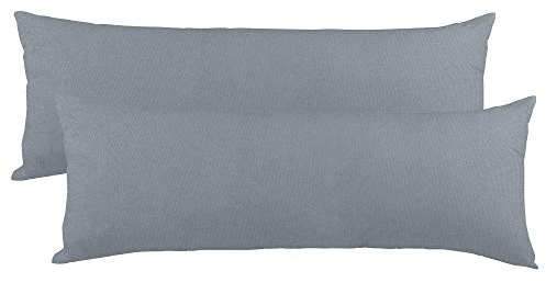 CelinaTex BeNature Kissenbezug Doppelpack 40 x 120 cm dunkel grau Baumwolle Seitenschläferkissen Bezug Jersey