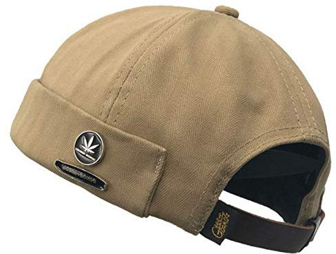 CLAPE Bonnet Docker en Coton Casquette sans Visiere Homme Femme Bonnet de Marin Casquette Docker Mode Rétro, Kaki / 55-60cm (Réglable)