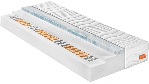 sleepling 196389 Federkern Matratze Innovation 420 Taschenfederkern mit Visco Matratzenauflage | 7-Zonen Tonnentaschenfederkernmatratze | Made in EU | Ökotex 100 | Härtegrad 3, 100 x 200 x 25 cm, weiß