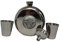 GM Belts 5oz Round Polished Chrome Matte Antique Pocket Hip Flask Highland Cow Coo Detail With Tot Cups, Antique