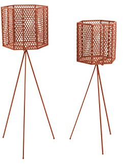 Present Time 2 Cache-Pots sur Pieds en métal Mesh - Marron