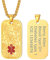 PROSTEEL Collar Cruz Roja con Alerta de Emergencia, Placa de Emergencia Sos Sanitaria Colgante Militar Oro