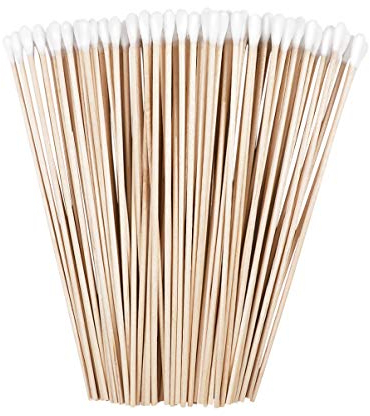 Beaupretty Long Wooden Cotton Swabs Cleaning Sterile Sticks Disposable Cotton Tip Swabs Applicators for Medicine Beauty,200pcs,6inch