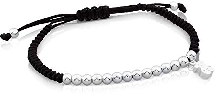 TOUS Pulsera de Nylon Negro para Mujer con Motivo de Osos y Perlas de Primera Ley, 17 cm de Largo, Atemporal y Versátil, Colección Sweet Dolls