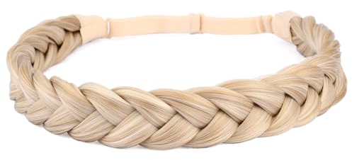 BOBIYA 2 brins bandeau synthétique cheveux tressés classique chunky tressées tresses élastique extensible postiche pour les femmes fille beauté accessoires (honey blonde)