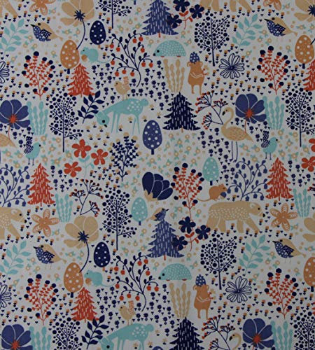 EDGEAM Baumwollstoff Meterware Reiner Baumwolle Stoff zum Nähen, breite 155cm (Grau - Eulen, 150 x 155cm)