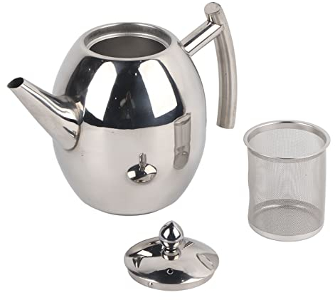 Théière en Inox, Théière en Acier Inoxydable 1L / 1.5L, avec Filtre Bouilloire à Thé pour Maison, Hôtel, Café, Restaurant (1L/1000ml)