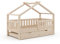 VitaliSpa Hausbett Design, Bett aus Holz, Naturholz, 80x160 cm mit Gästebett
